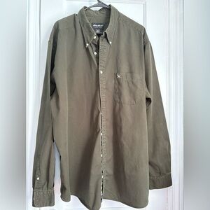 Eddie Bauer Cotton Olive Green Button Down Shirt Men’s Size XXL Tall